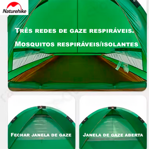 Barraca de Acampamento de Algodão com Janela para Chaminé Naturehike ARES de 4 Estações