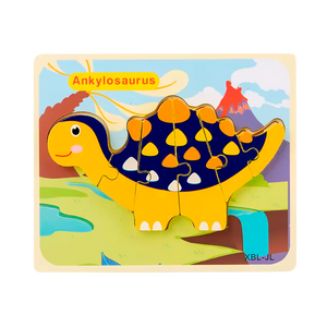 Quebra-Cabeça 3D de Dinossauro de Madeira Estilo Desenho Animado (+3)