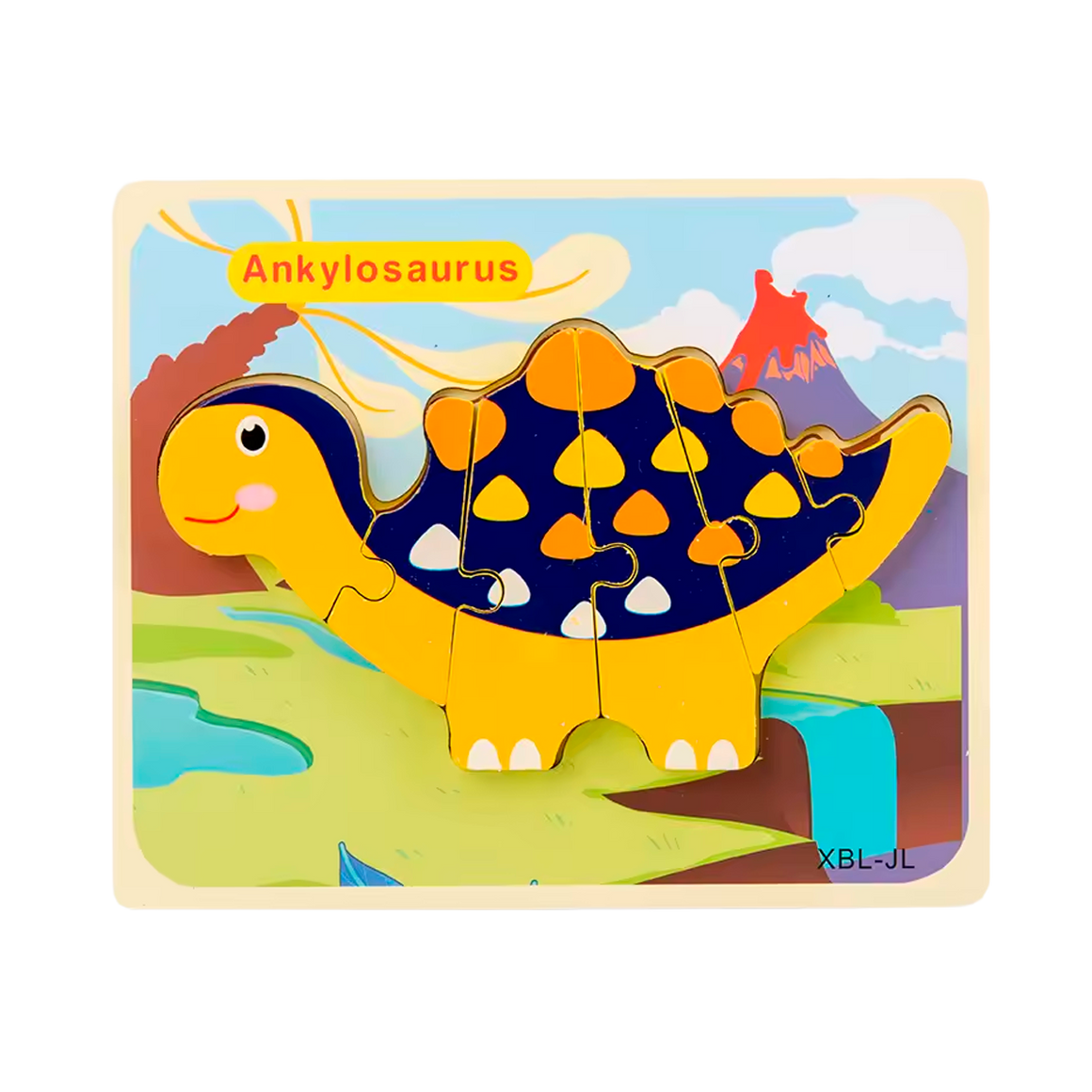 Quebra-Cabeça 3D de Dinossauro de Madeira Estilo Desenho Animado (+3)