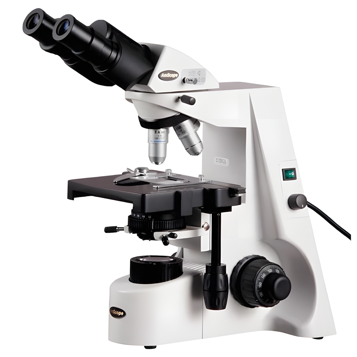 Microscópio Composto Binocular AmScope Série B690 até 2500X Iluminação Köhler Óptica Planacromática