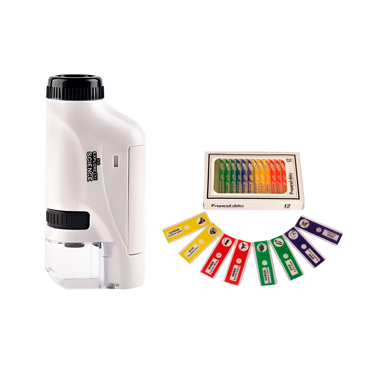 Microscópio de Bolso para Crianças: Brinquedo Científico Educativo com LED 60–120x (+6)