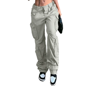 Calças Cargo Slim para Mulheres com 8 Bolsos