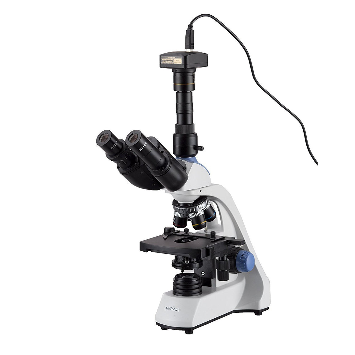 Microscópio Trinocular Composto AmScope LED 40X-2500X com Câmera USB 3.0MP 3D