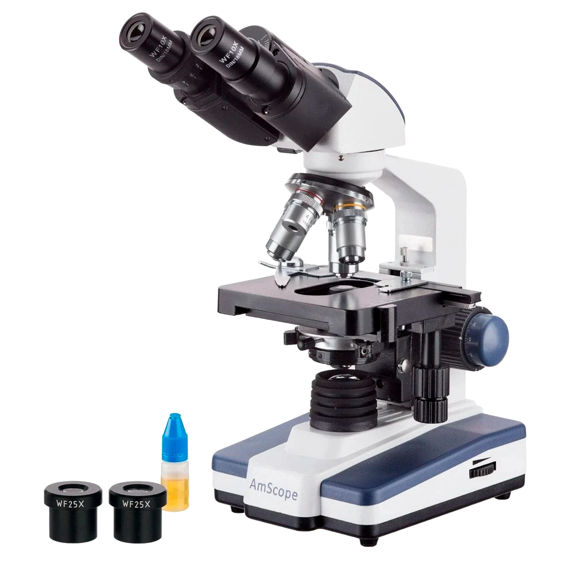 Microscópio Composto Binocular AmScope Série B120C de 40× a 2500×