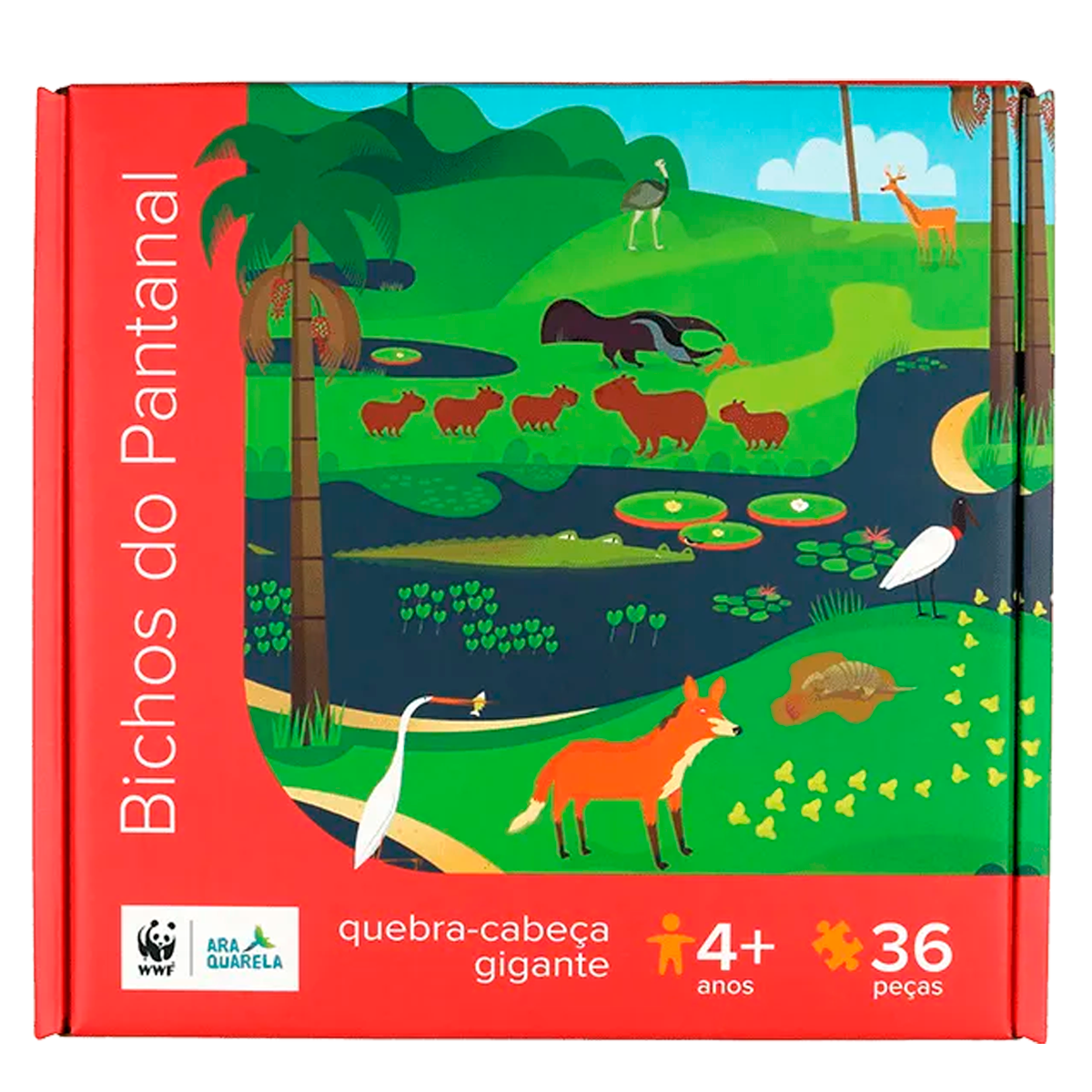 Quebra Cabeça Gigante Bichos do Pantanal 36 Peças (+4) 