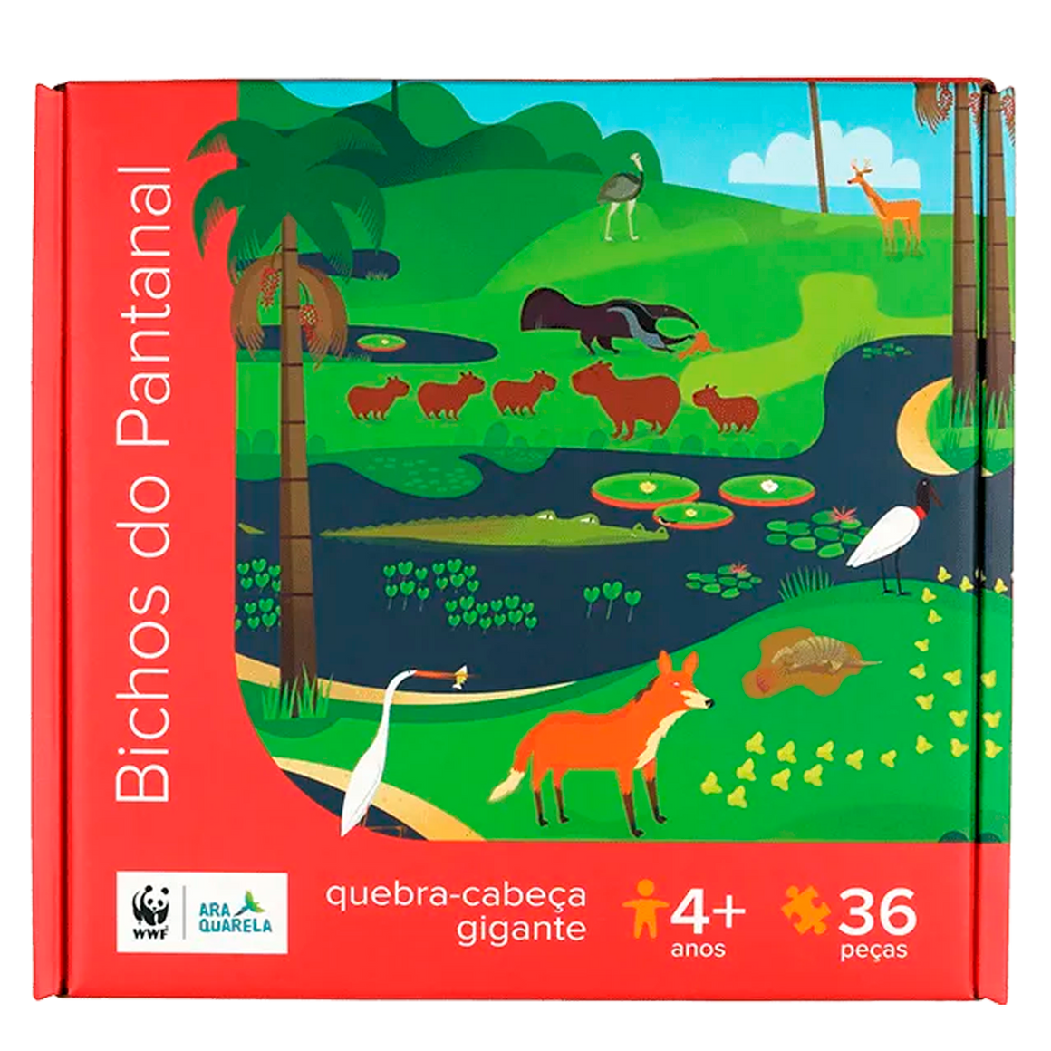 Quebra Cabeça Gigante Bichos do Pantanal 36 Peças (+4) 