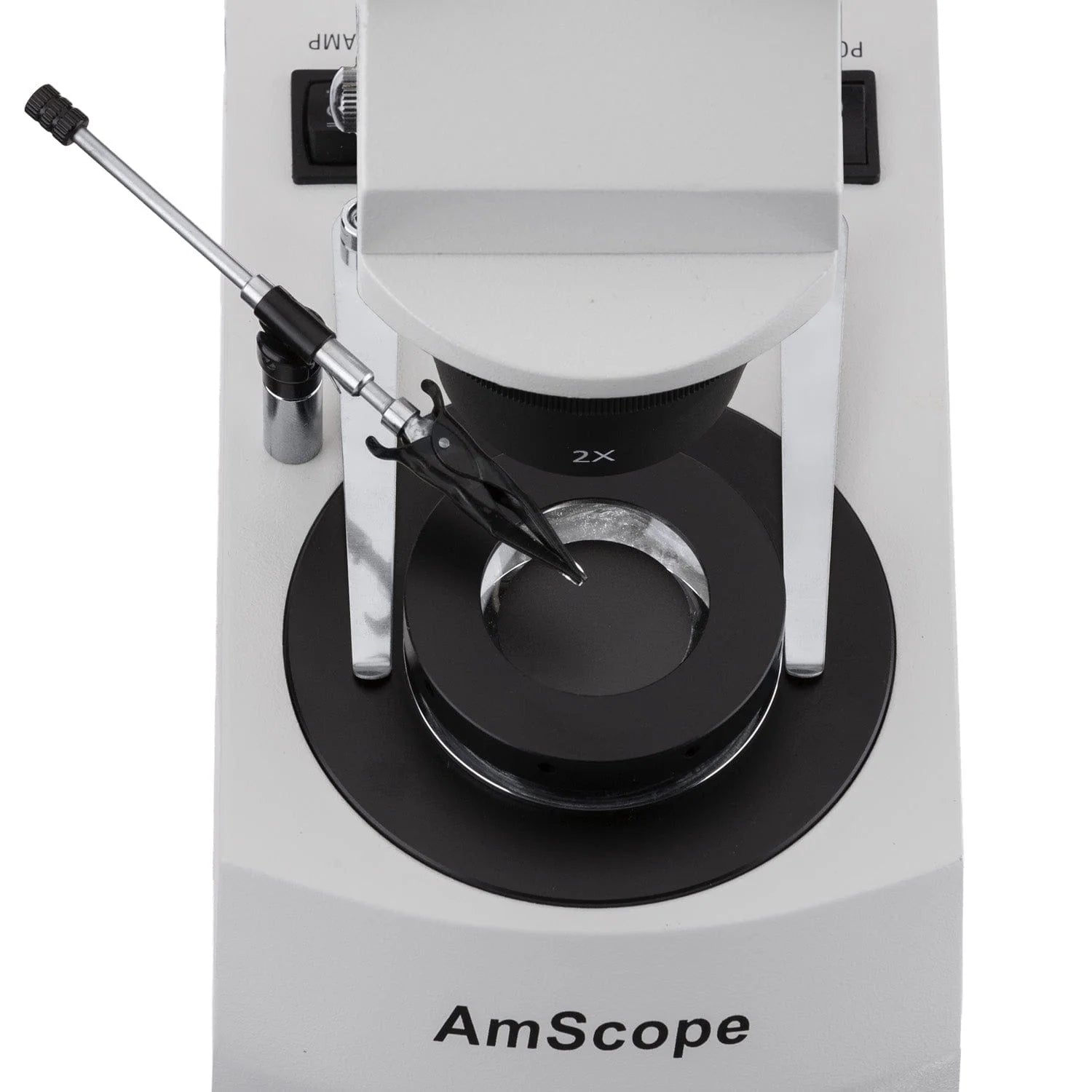Microscópios Estéreo Compactos AmScope com Placa Condensadora de Campo Escuro e Pinça para Gemas, Iluminação Halógena Superior e Inferior