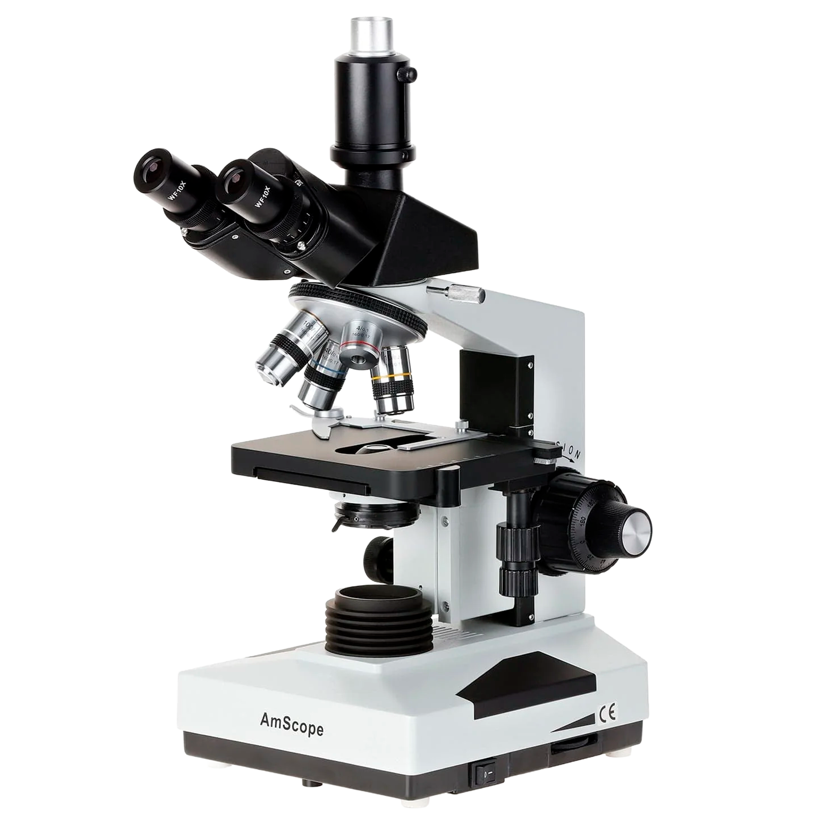 Microscópio Composto Trinocular AmScope até 40X-2500X
