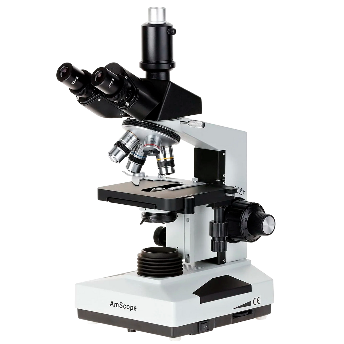 Microscópio Composto Trinocular AmScope até 40X-2500X