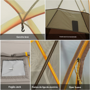 Naturehike DUNES 10.9 Barraca de acampamento expandida Dome 5-6 pessoas 4 estações à prova d'água grande espaço com furo de chaminé