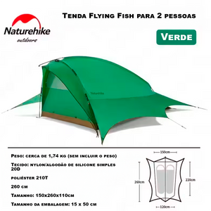 Barraca de Acampamento de Algodão com Janela para Chaminé Naturehike ARES de 4 Estações