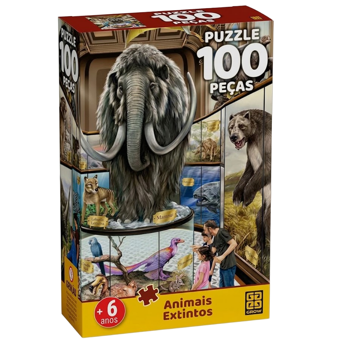 Quebra-Cabeça  Animais Extintos de 100 Peças (+6) 