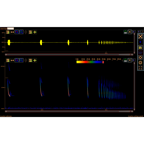 Software de gravação Petterson em Tempo Real BatSound Touch e Análise de Espectrograma