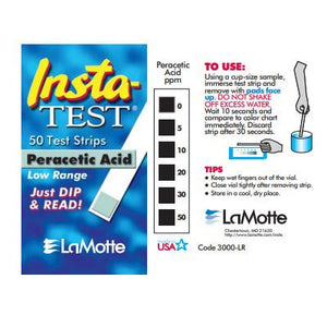 Insta-Test LaMotte Tiras de Teste de Ácido Peracético de Variação Baixa
