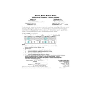 Certificado de Calibração NIST para Kestrel